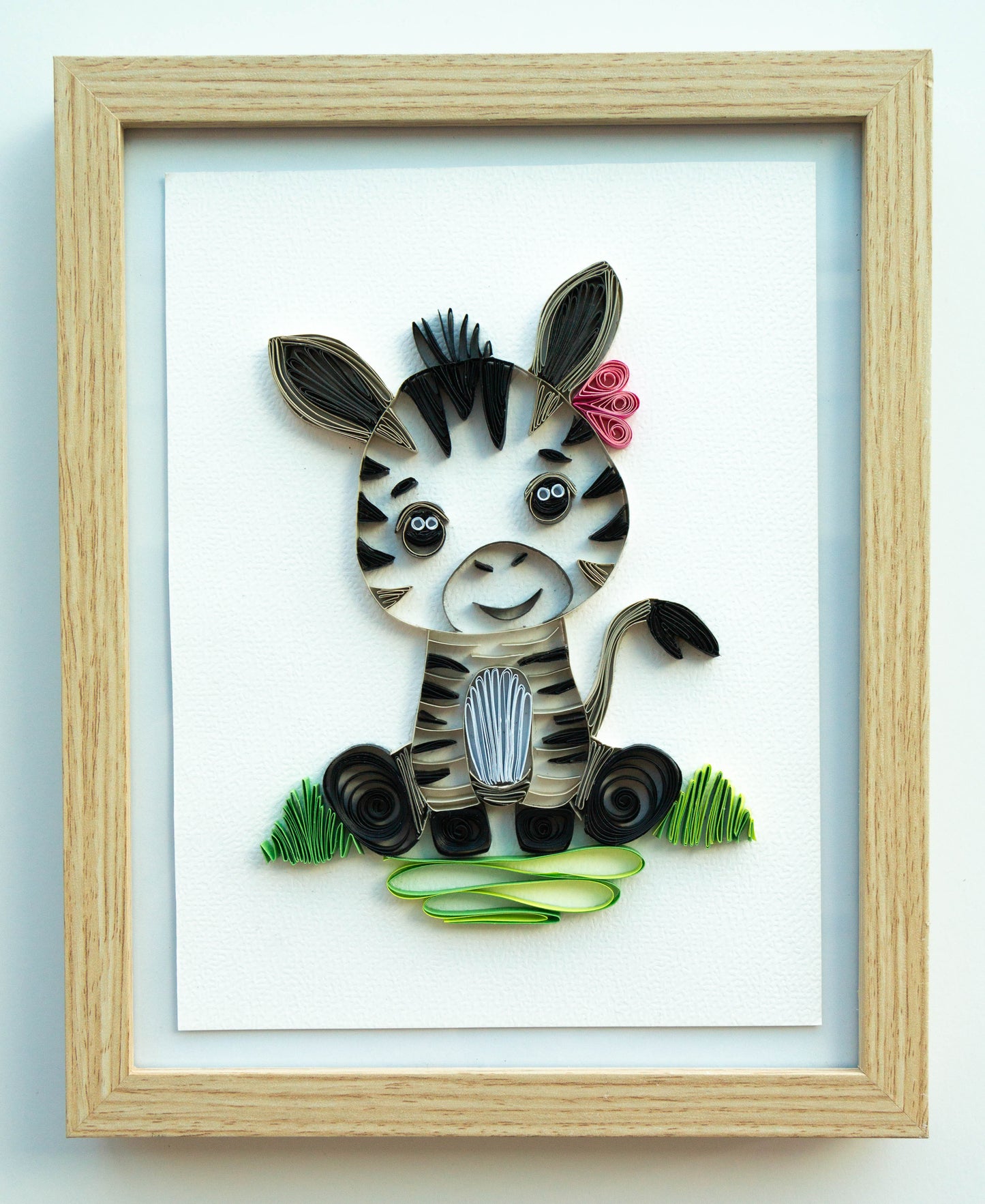 Small baby zebra from paper. Baby room present quilling artwork. ArtyMargarita.com Unique artworks from paper.