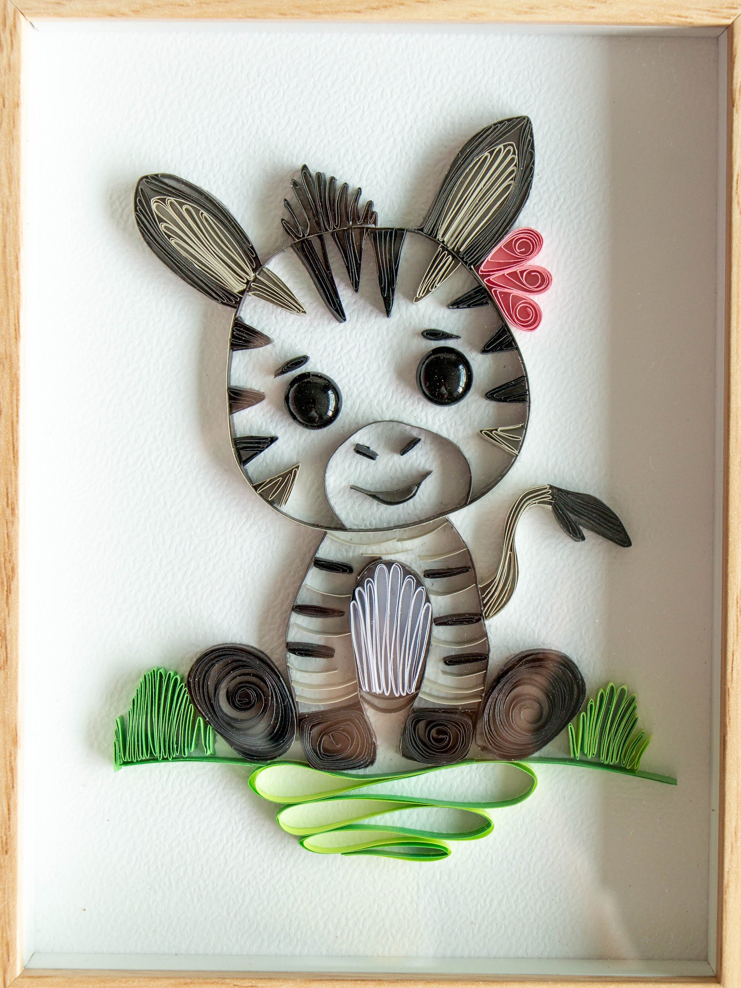 Small baby zebra from paper. Baby room present quilling artwork. ArtyMargarita.com Unique artworks from paper.