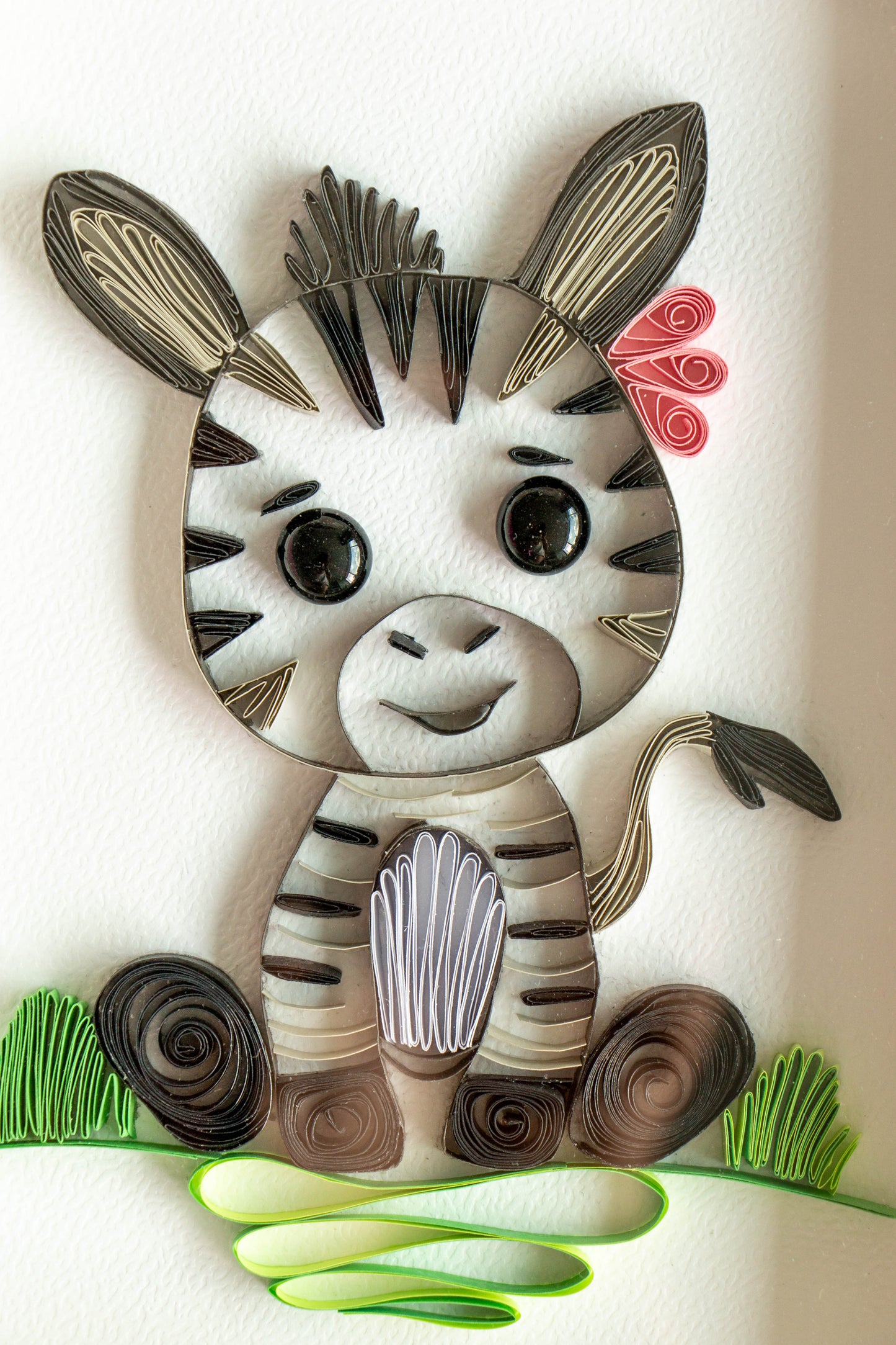 Small baby zebra from paper. Baby room present quilling artwork. ArtyMargarita.com Unique artworks from paper.