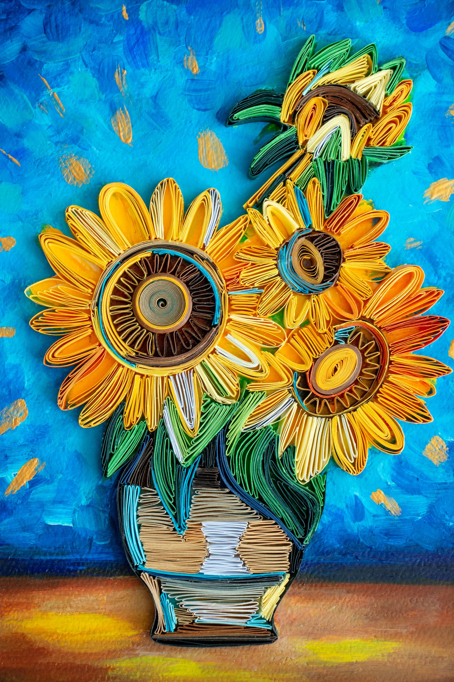 Sunflowers from paper - Van Gogh Sunflowers Reproduction – Original Present - Handmade gift ArtyMargarita.com Unique artworks from paper
