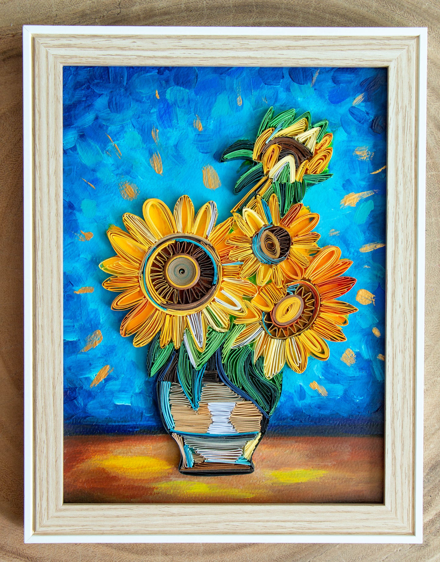 Sunflowers from paper - Van Gogh Sunflowers Reproduction – Original Present - Handmade gift ArtyMargarita.com Unique artworks from paper