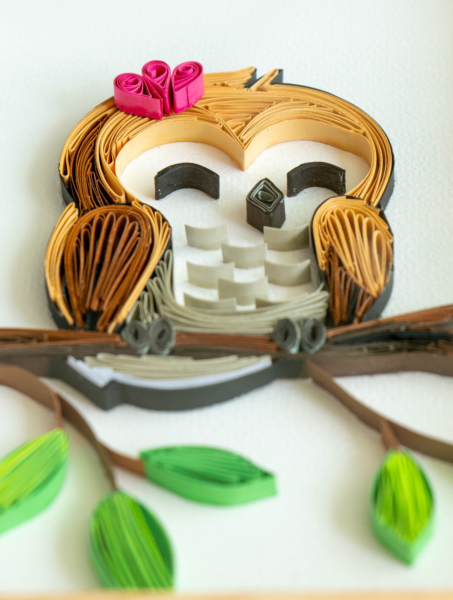 Small baby bird from paper. Baby room present quilling artwork. ArtyMargarita.com Unique artworks from paper.
