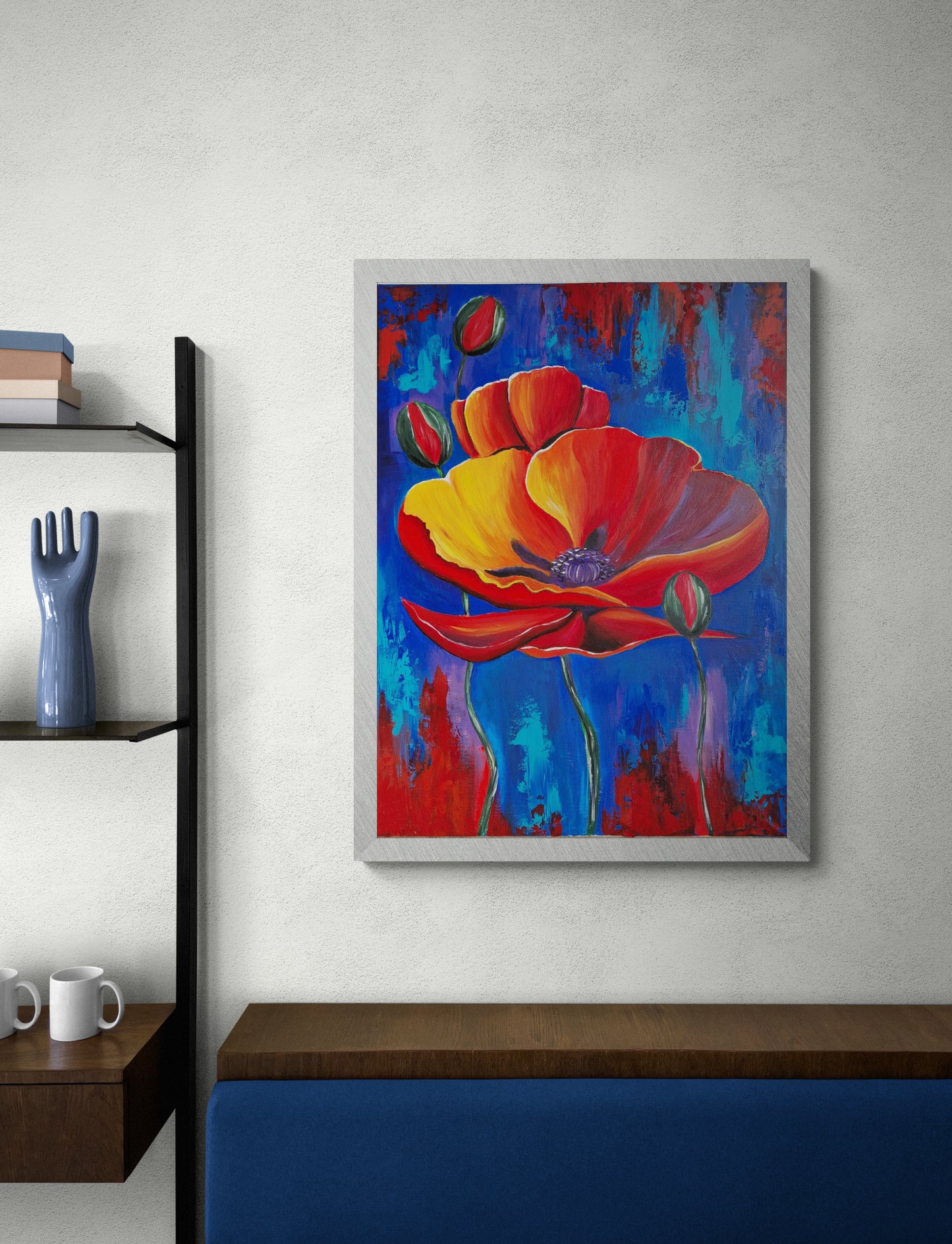 Bright Poppy Acrylic Painting Bright Painting ArtyMargarita