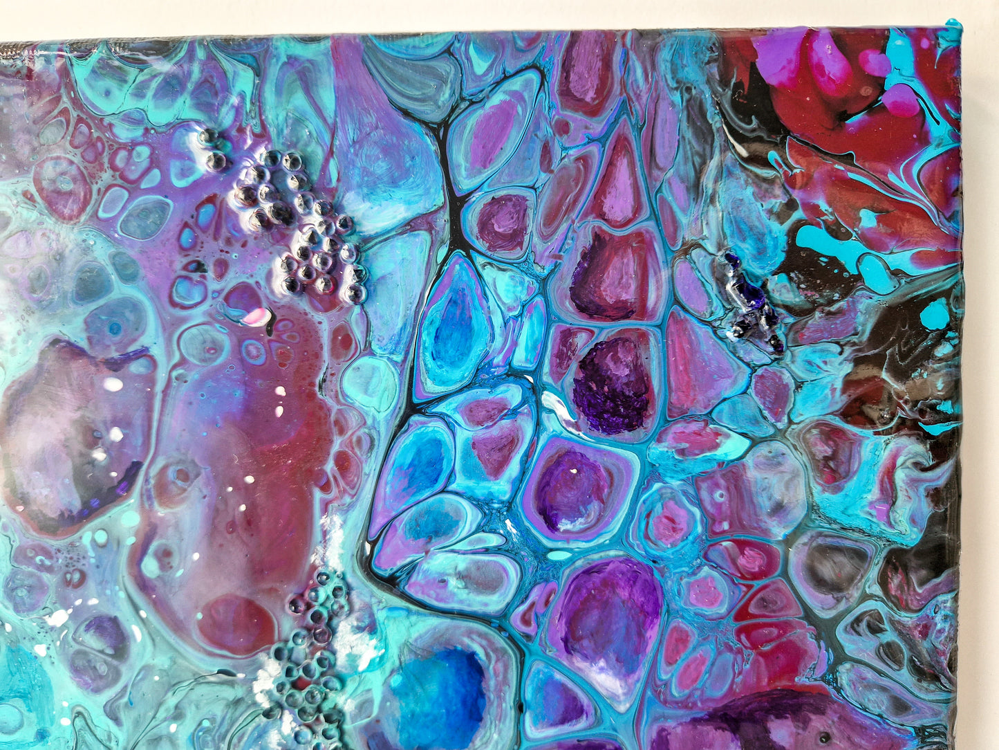 Acrylic Painting Abstract Purple Dutch Pouring ARTYMargarita.com