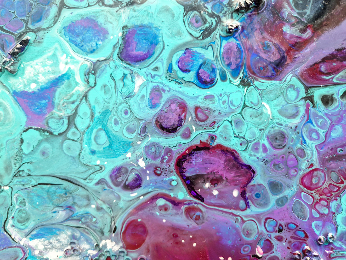 Acrylic Painting Abstract Purple Dutch Pouring ARTYMargarita.com