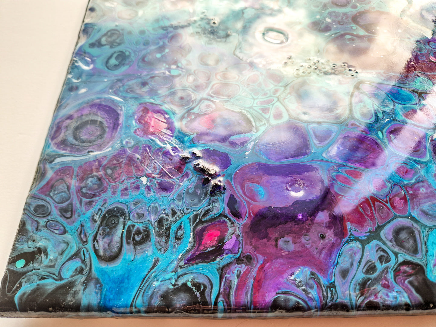 Acrylic Painting Abstract Purple Dutch Pouring ARTYMargarita.com