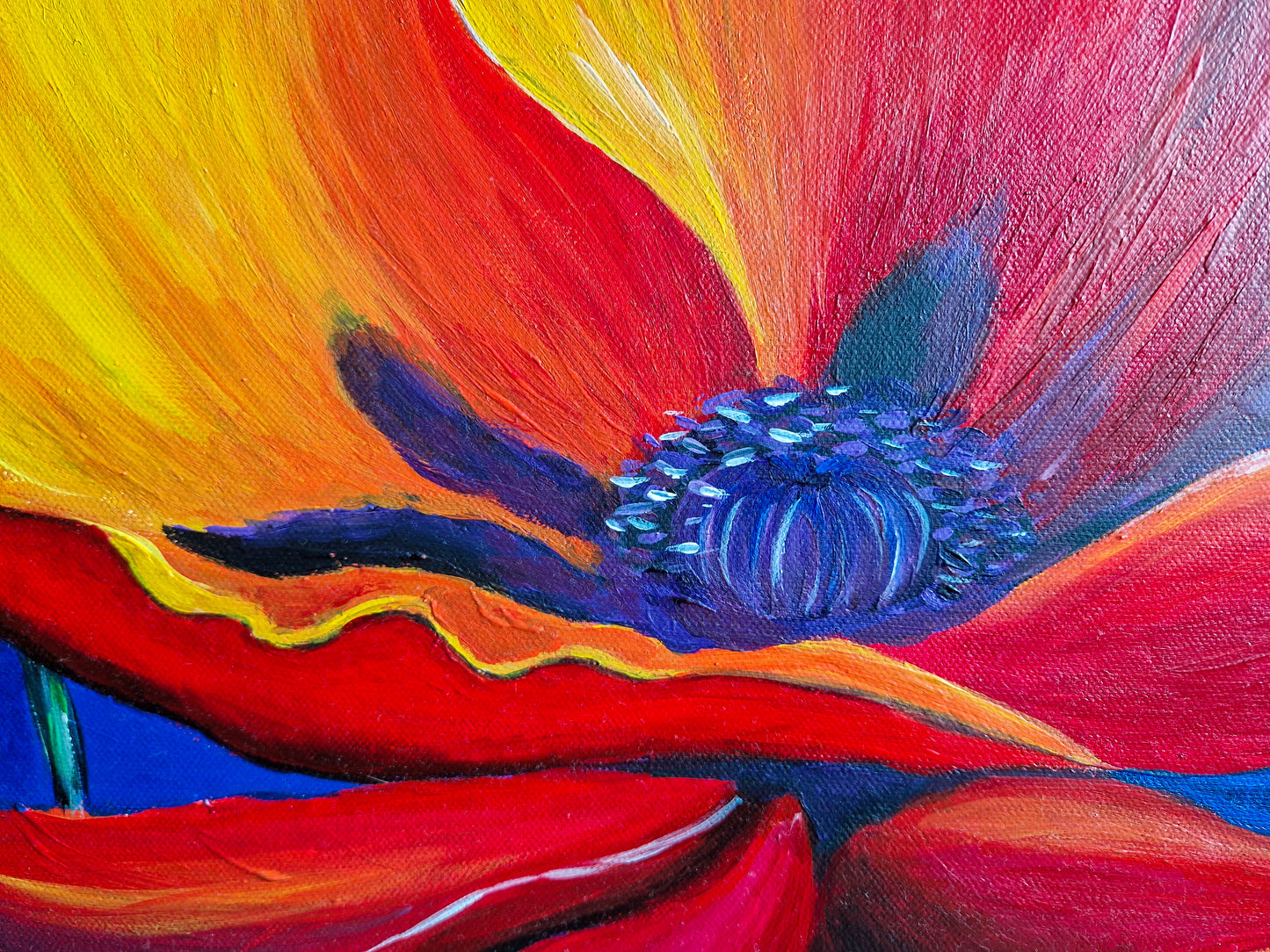 Bright Poppy Acrylic Painting Bright Painting ArtyMargarita