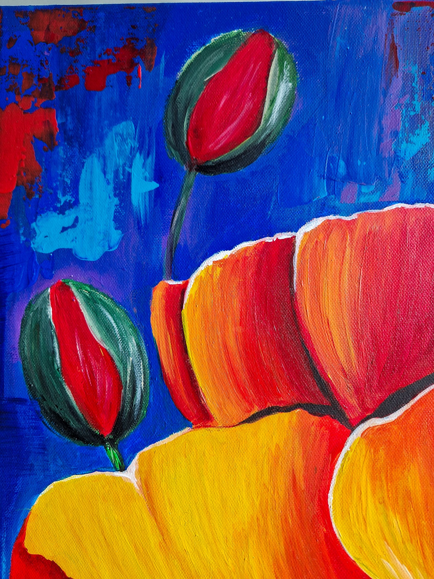 Bright Poppy Acrylic Painting Bright Painting ArtyMargarita