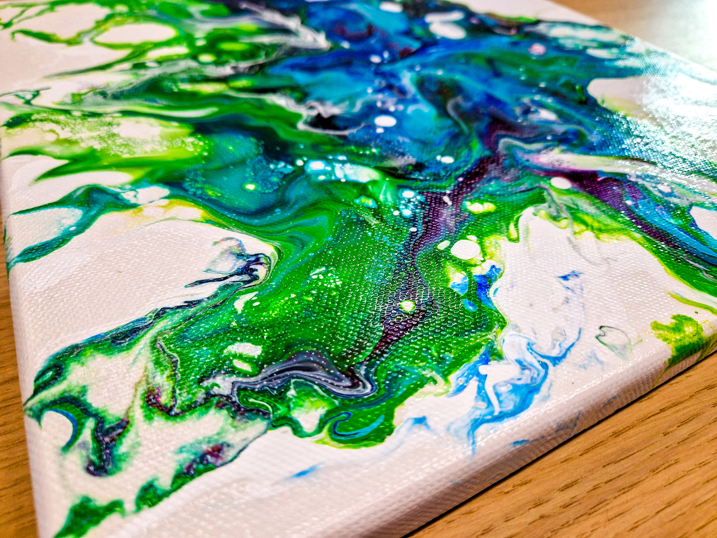 Acrylic Painting Abstract Green Blue Dutch Pouring ARTYMargarita.com