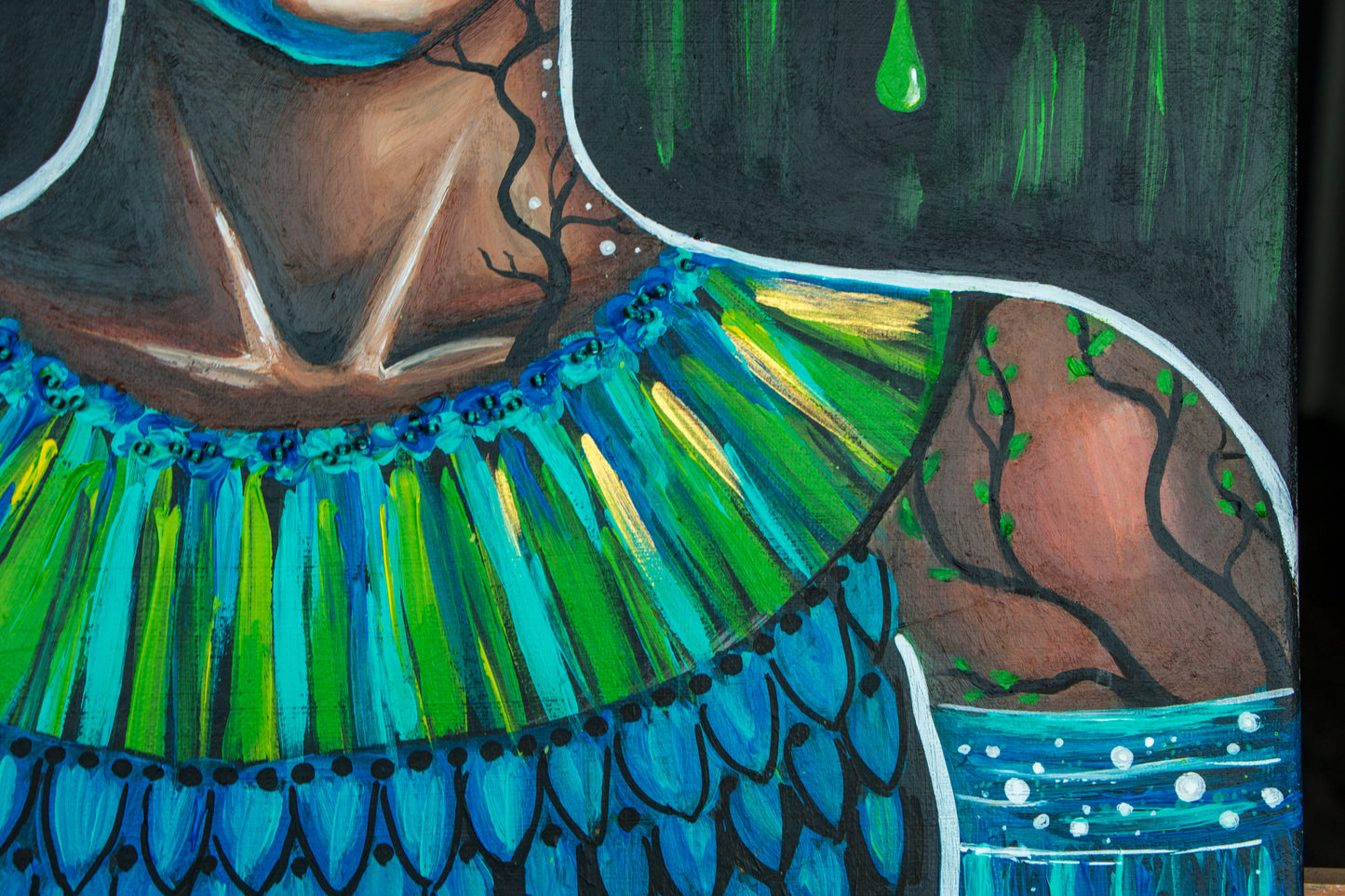 AI Woman Artwork Painted with Acrylics Synthesis of Natural and Artificial Intelligence Art