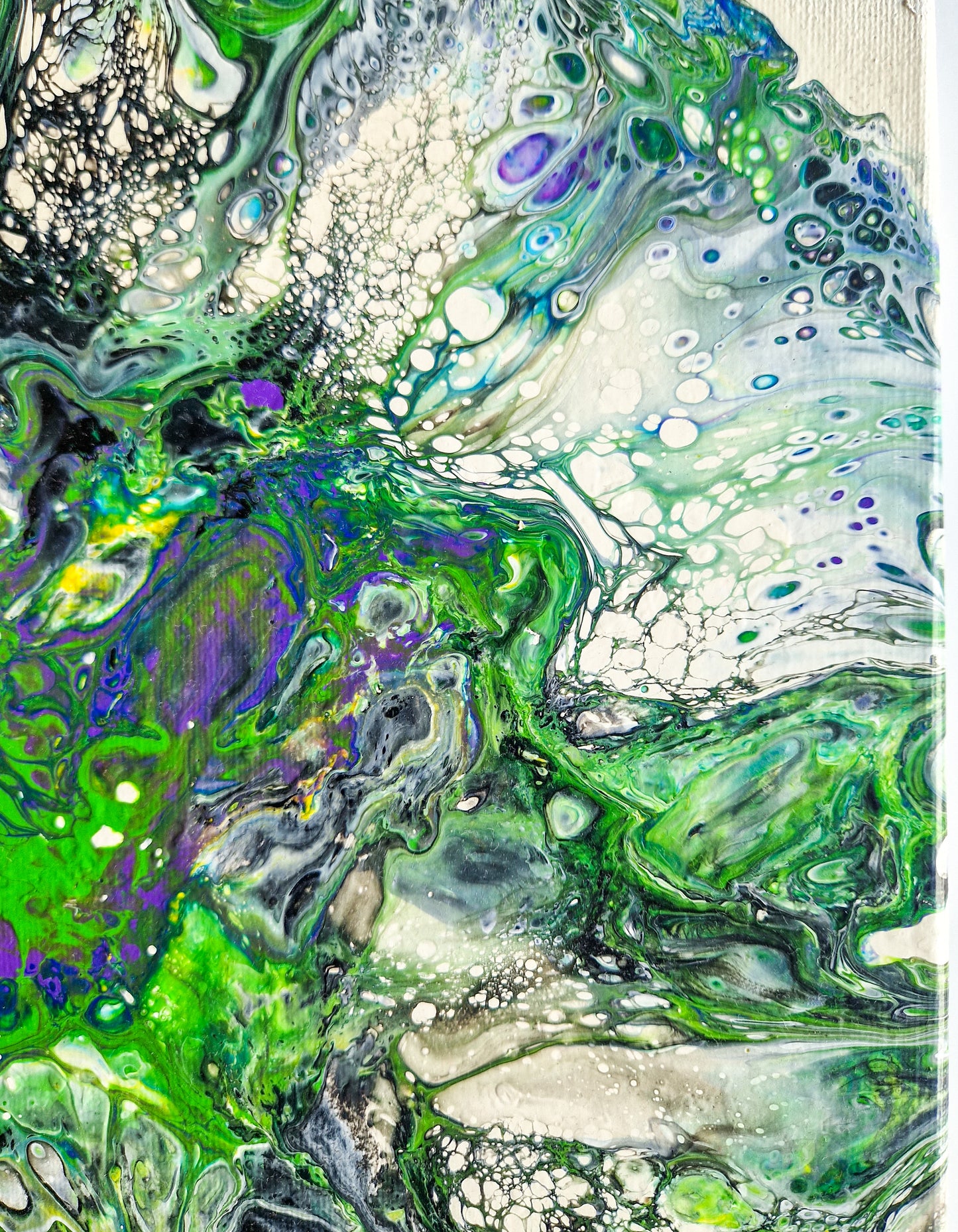 Acrylic Painting Abstract Green Purple Dutch Pouring ARTYMargarita.com
