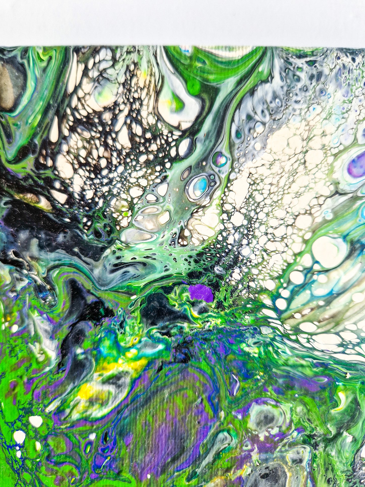 Acrylic Painting Abstract Green Purple Dutch Pouring ARTYMargarita.com