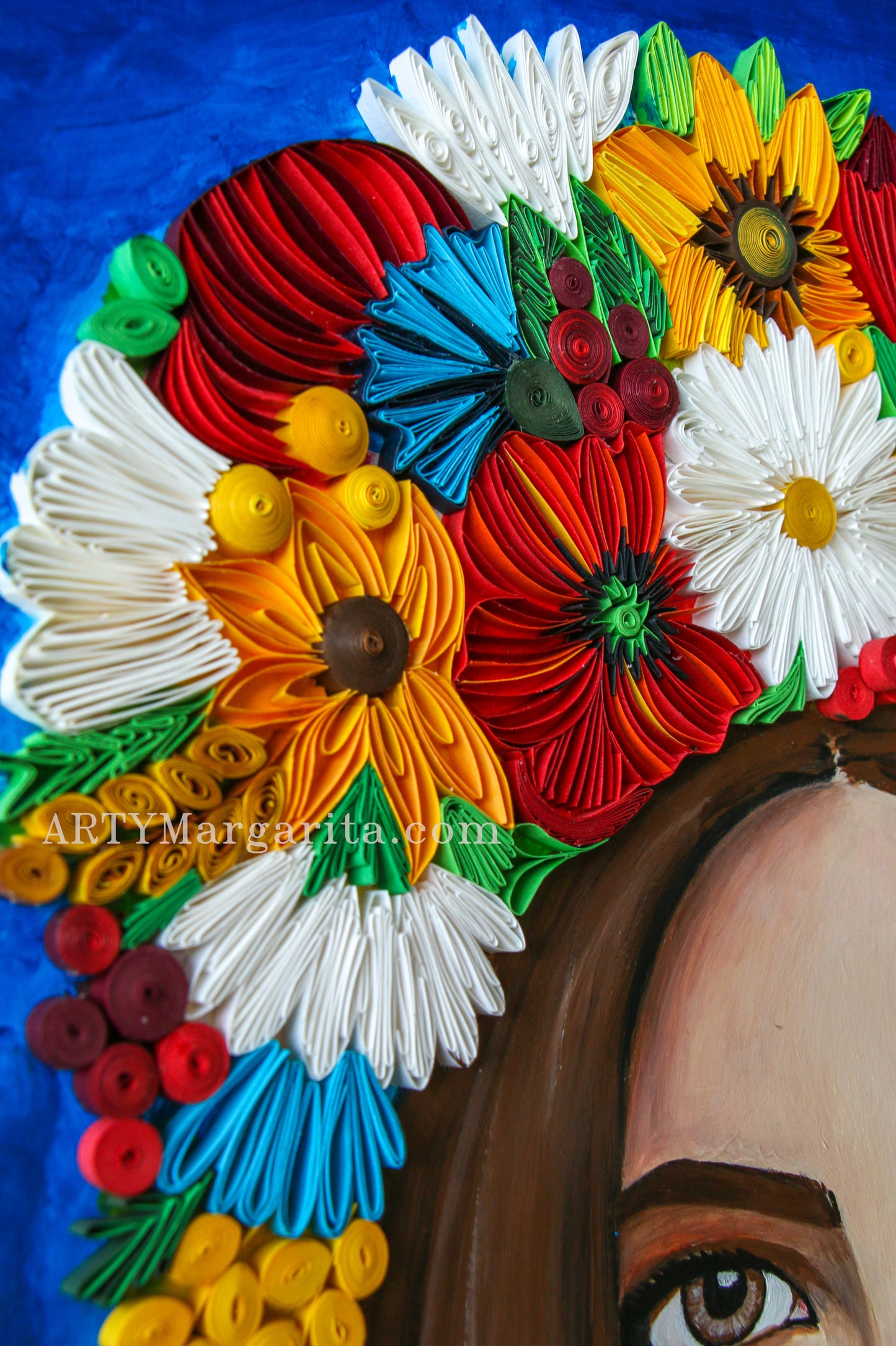 Ukrainian girl artwork from paper painted in acrylics Ukraine war Quilling art by ARTYMargarita