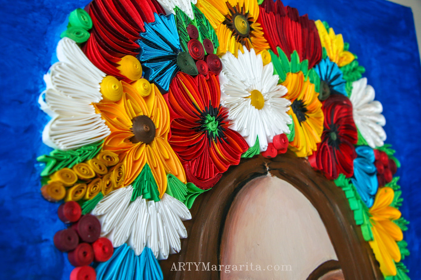 Ukrainian girl artwork from paper painted in acrylics Ukraine war Quilling art by ARTYMargarita