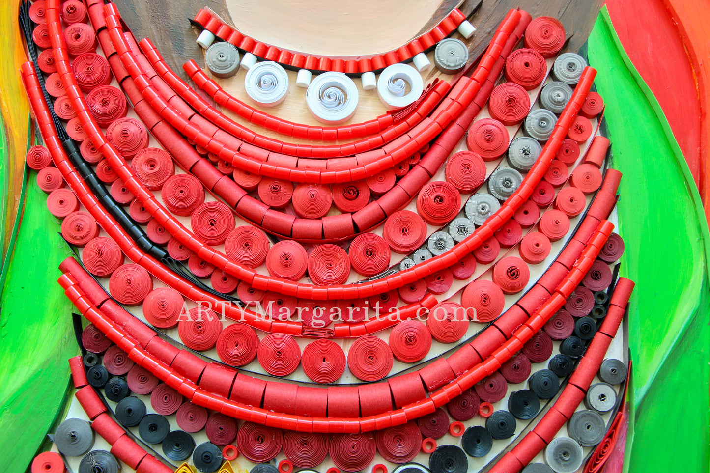 Ukrainian girl artwork from paper painted in acrylics Ukraine war Quilling art by ARTYMargarita