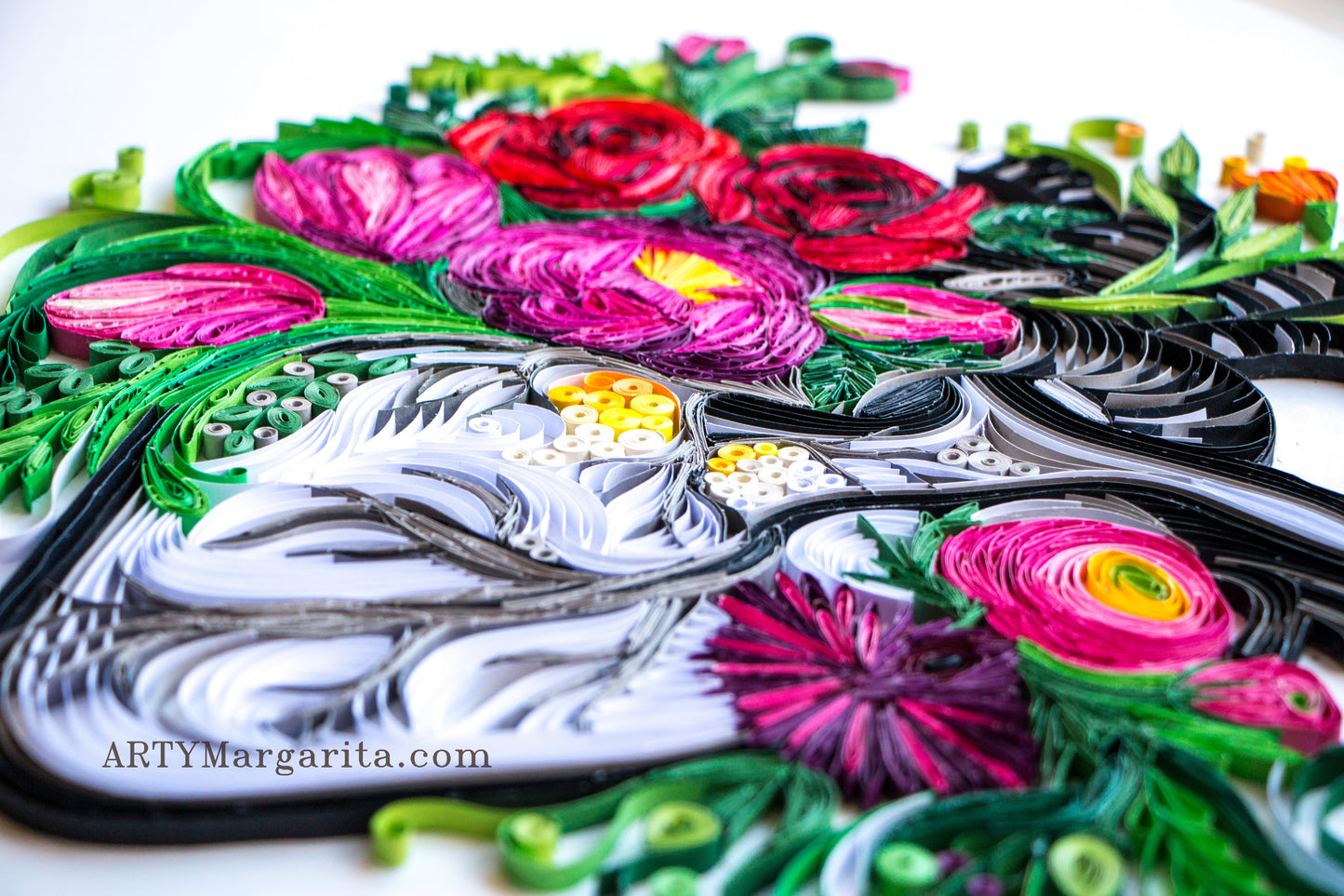 Paper Art Quilling Heart with Flowers Made from Paper ArtyMargarita
