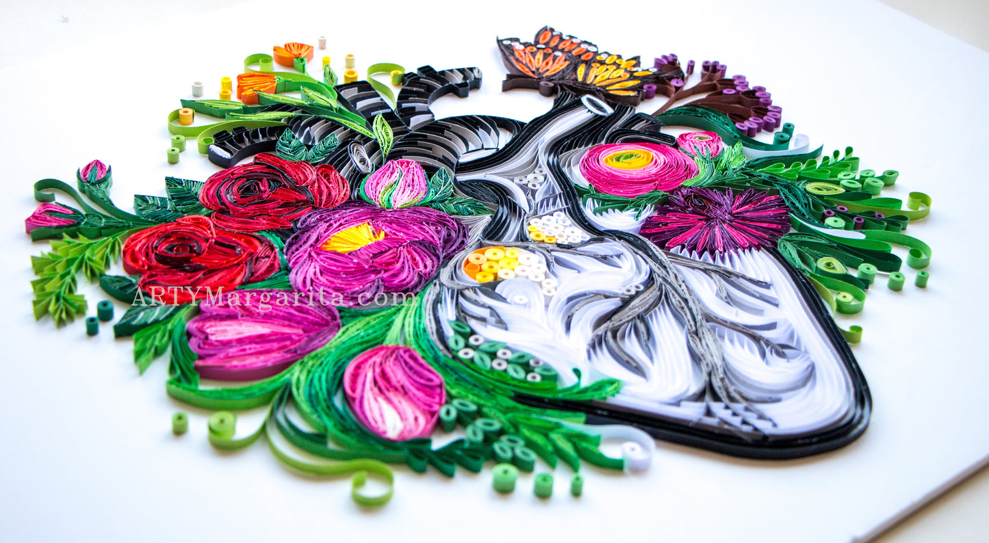 Paper Art Quilling Heart with Flowers Made from Paper ArtyMargarita