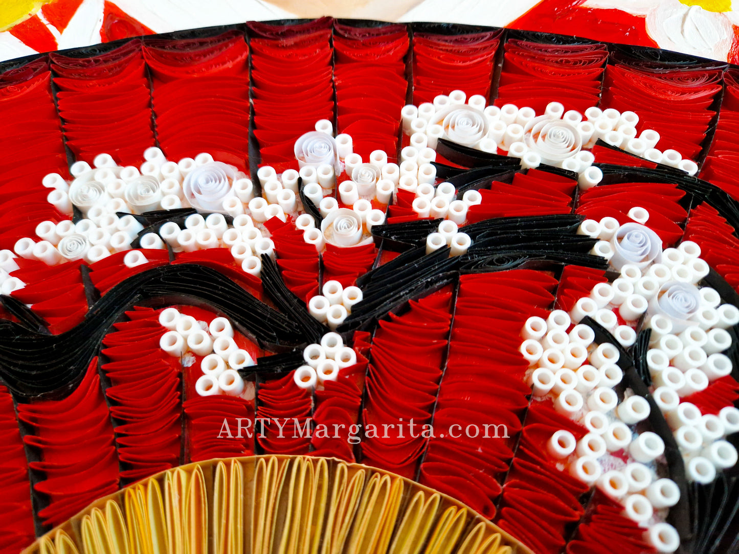 Japaneese girl artwork with fan Paper Art Abstract Artwork Quilling Art ArtyMargarita