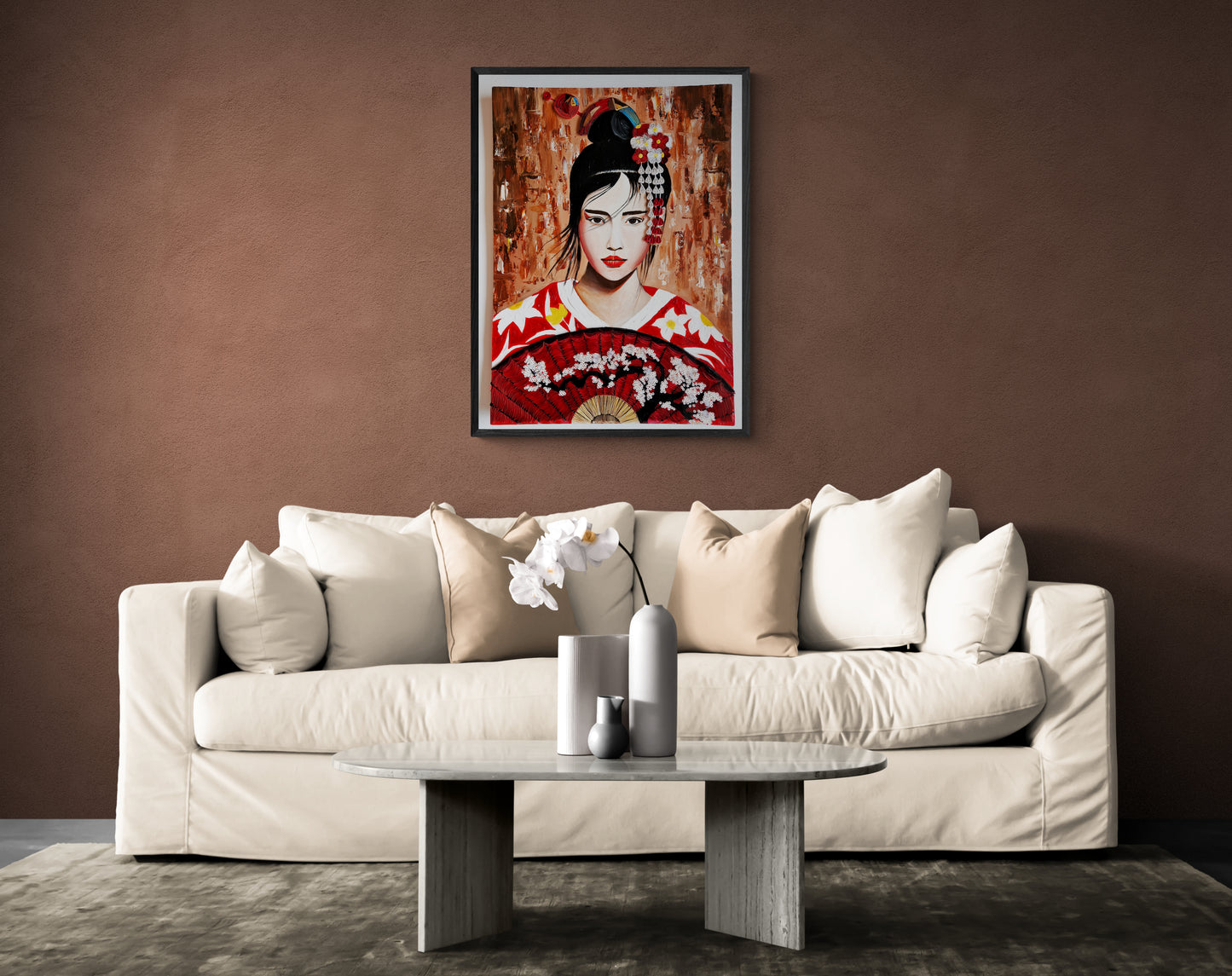 Japaneese girl artwork with fan Paper Art Abstract Artwork Quilling Art ArtyMargarita