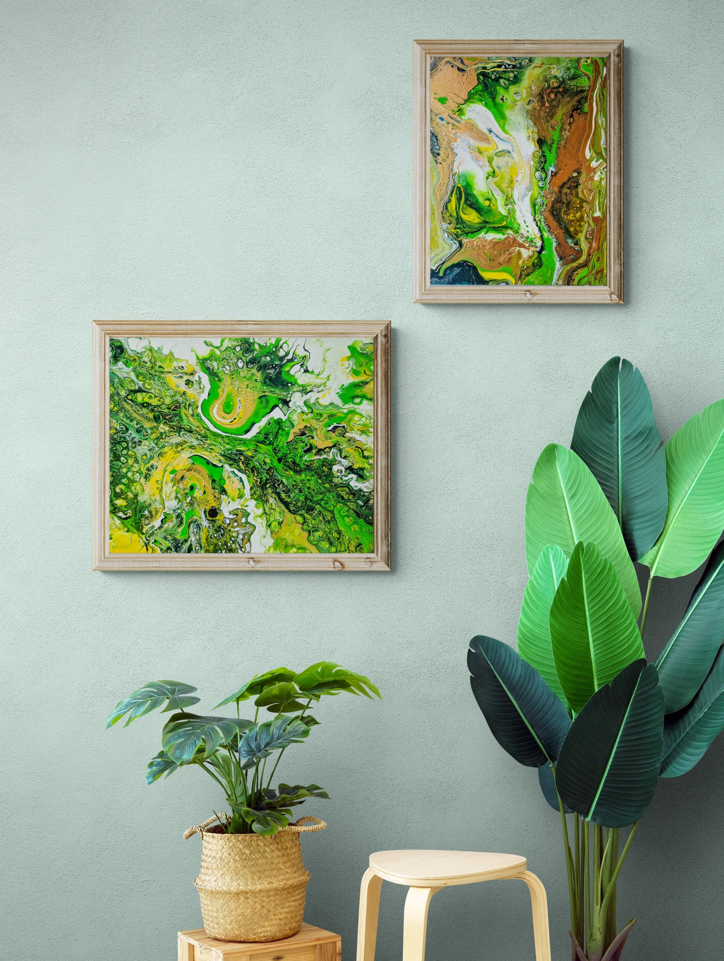 Acrylic Painting Abstract Green Dutch Pouring ARTY Margarita