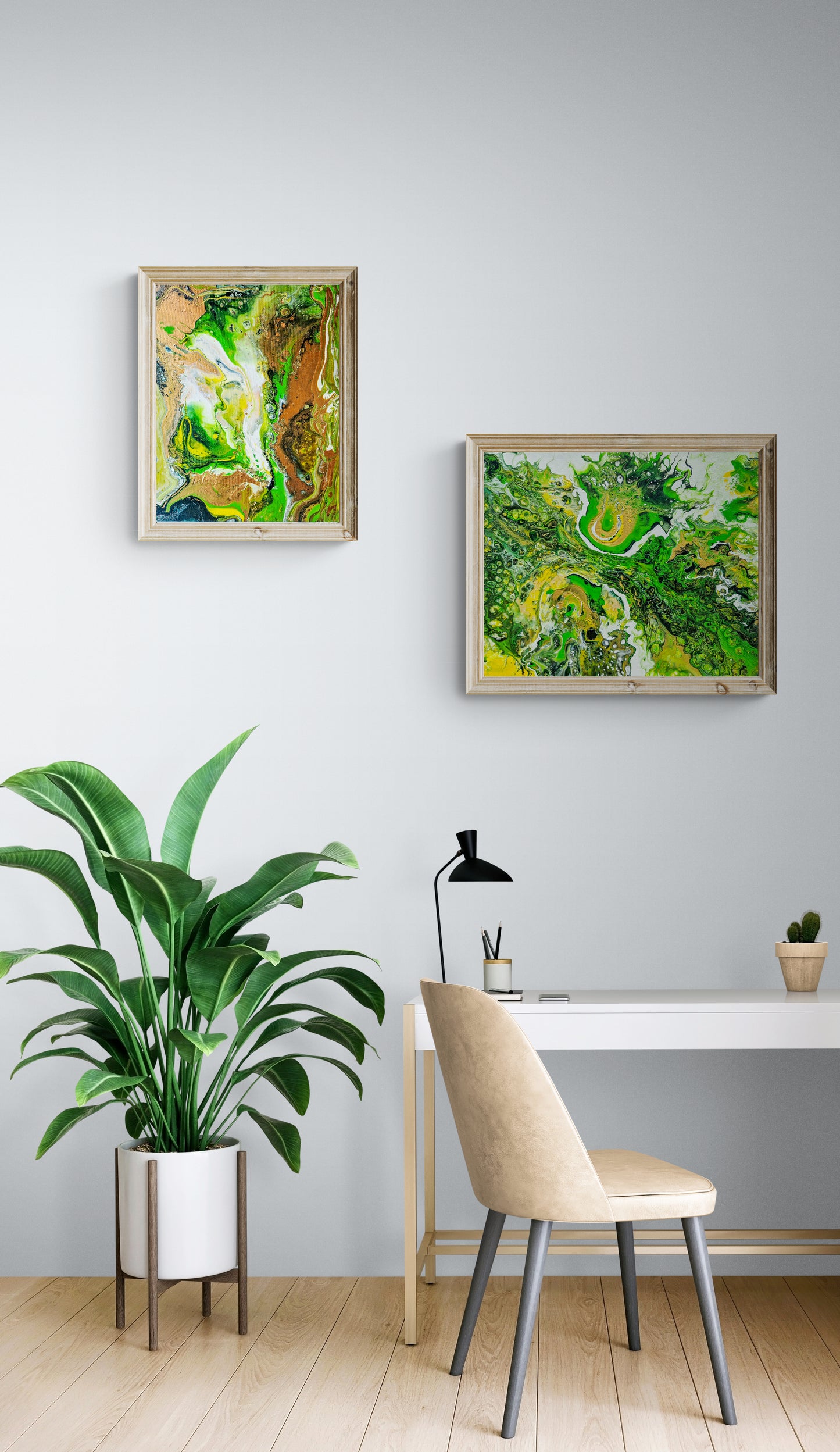Acrylic Painting Abstract Green Dutch Pouring ARTY Margarita
