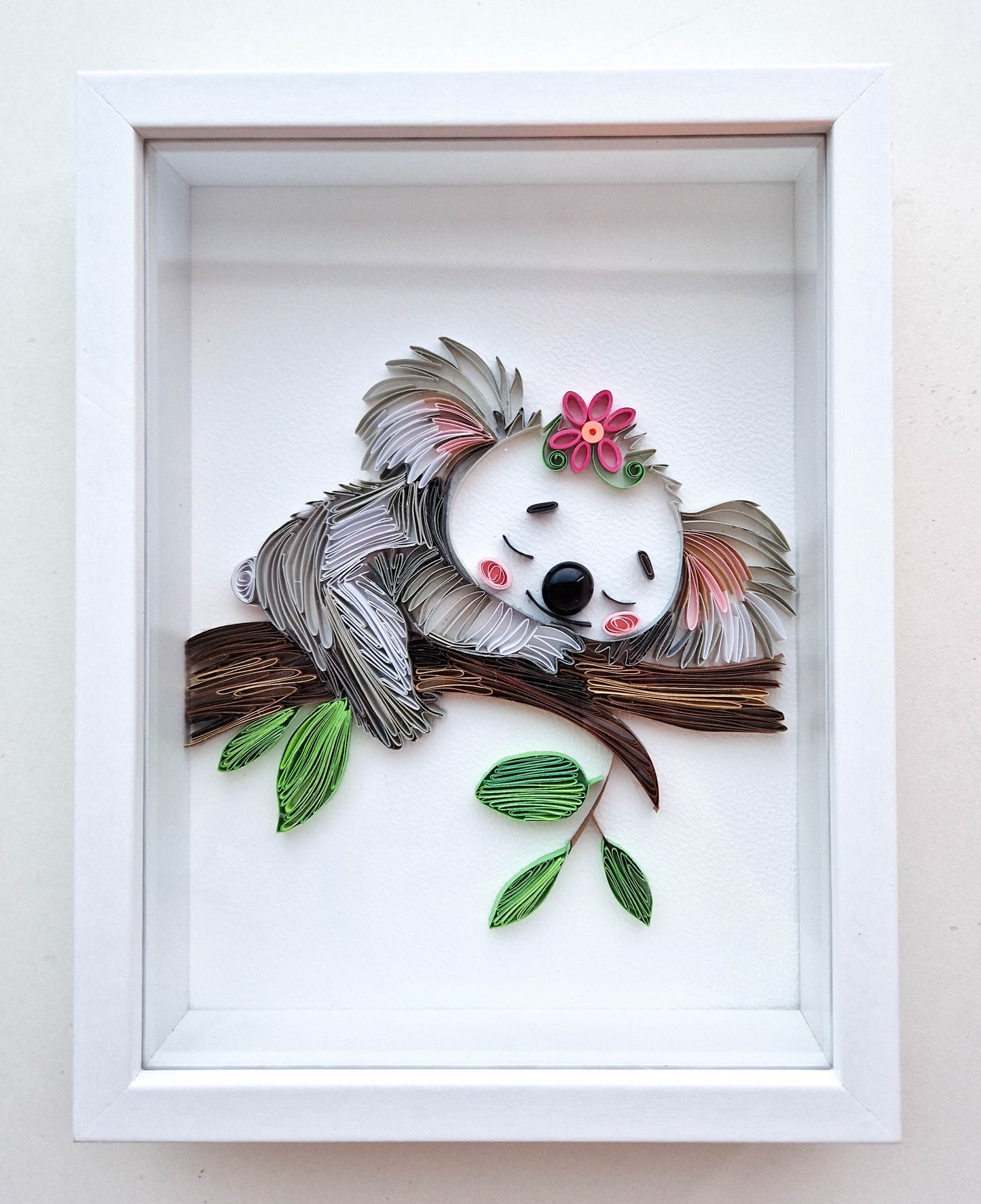 Small baby koala from paper. Baby room present quilling artwork. ArtyMargarita.com Unique artworks from paper.