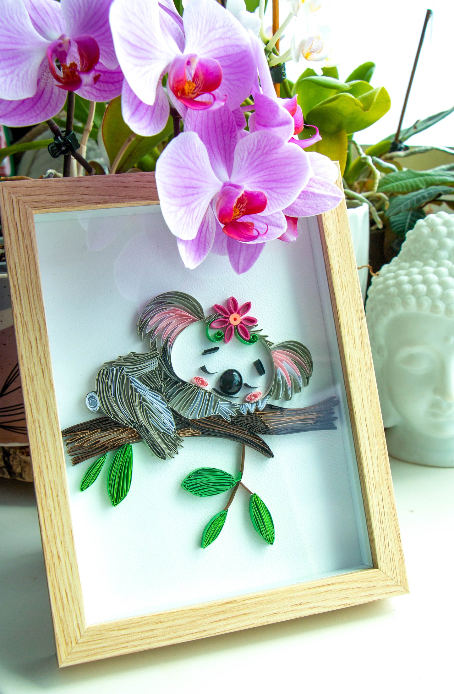 Small baby koala from paper. Baby room present quilling artwork. ArtyMargarita.com Unique artworks from paper.