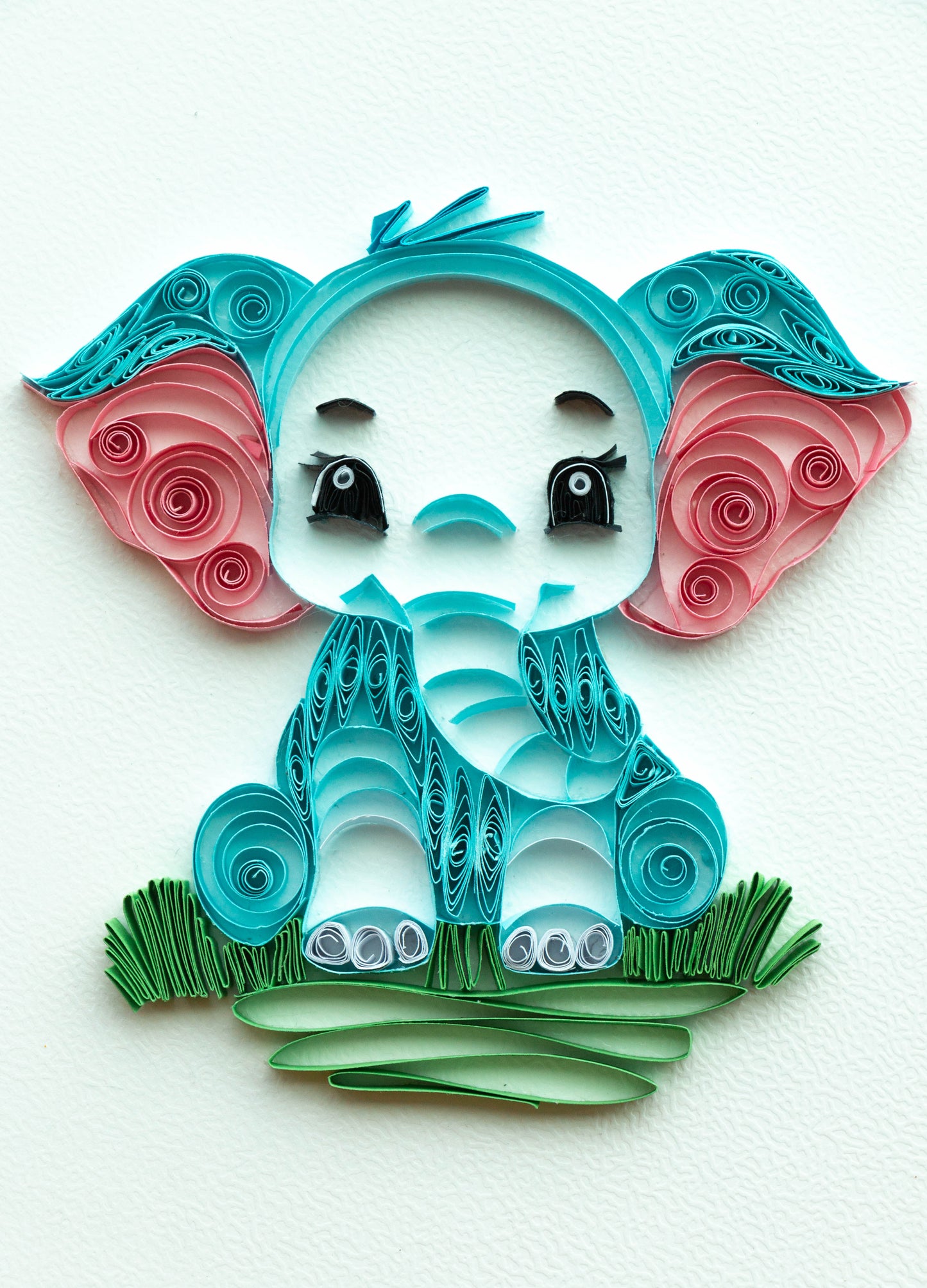 Small baby eliphant from paper. Baby room present quilling artwork. ArtyMargarita.com Unique artworks from paper