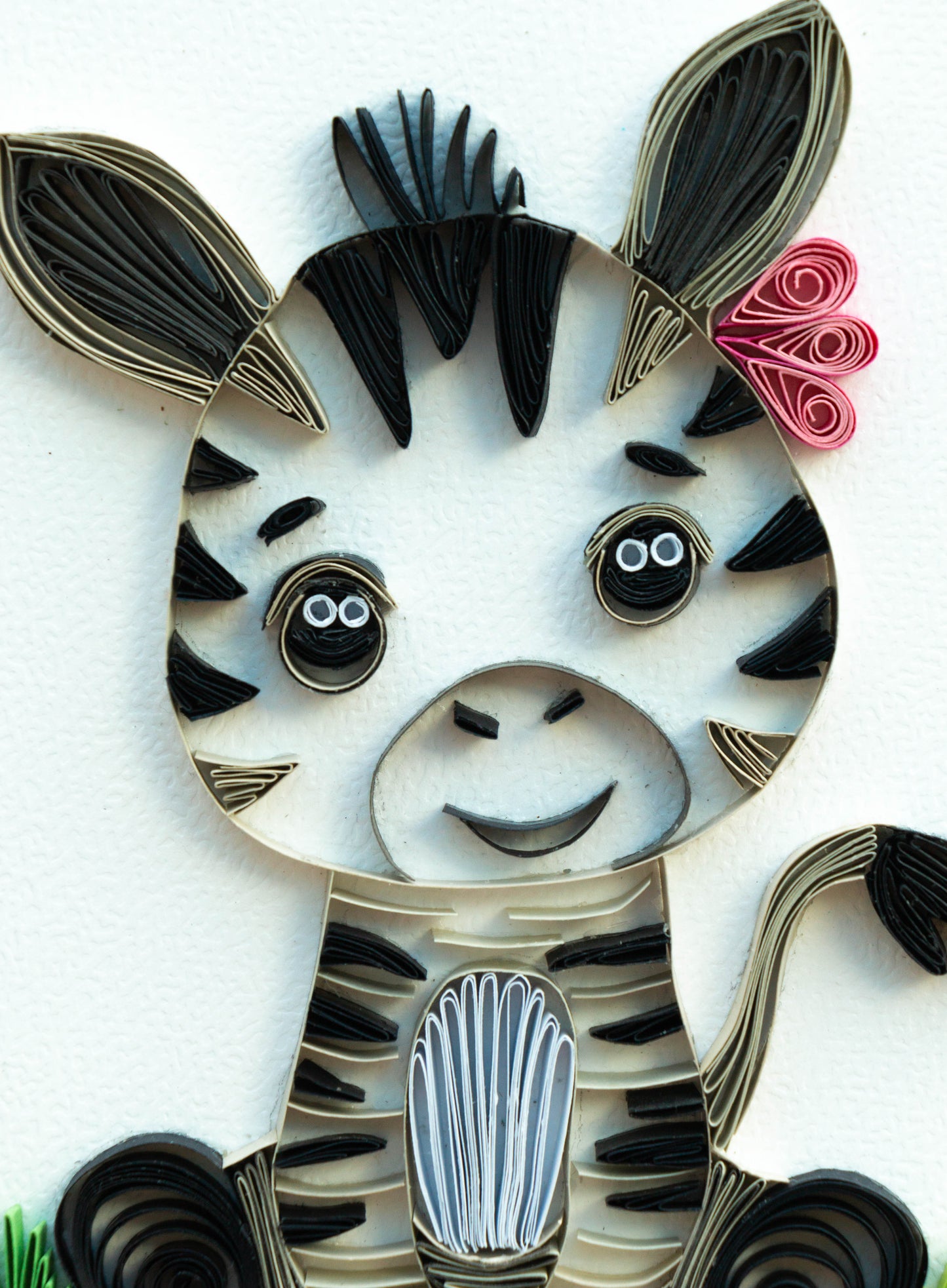 Small baby zebra from paper. Baby room present quilling artwork. ArtyMargarita.com Unique artworks from paper.