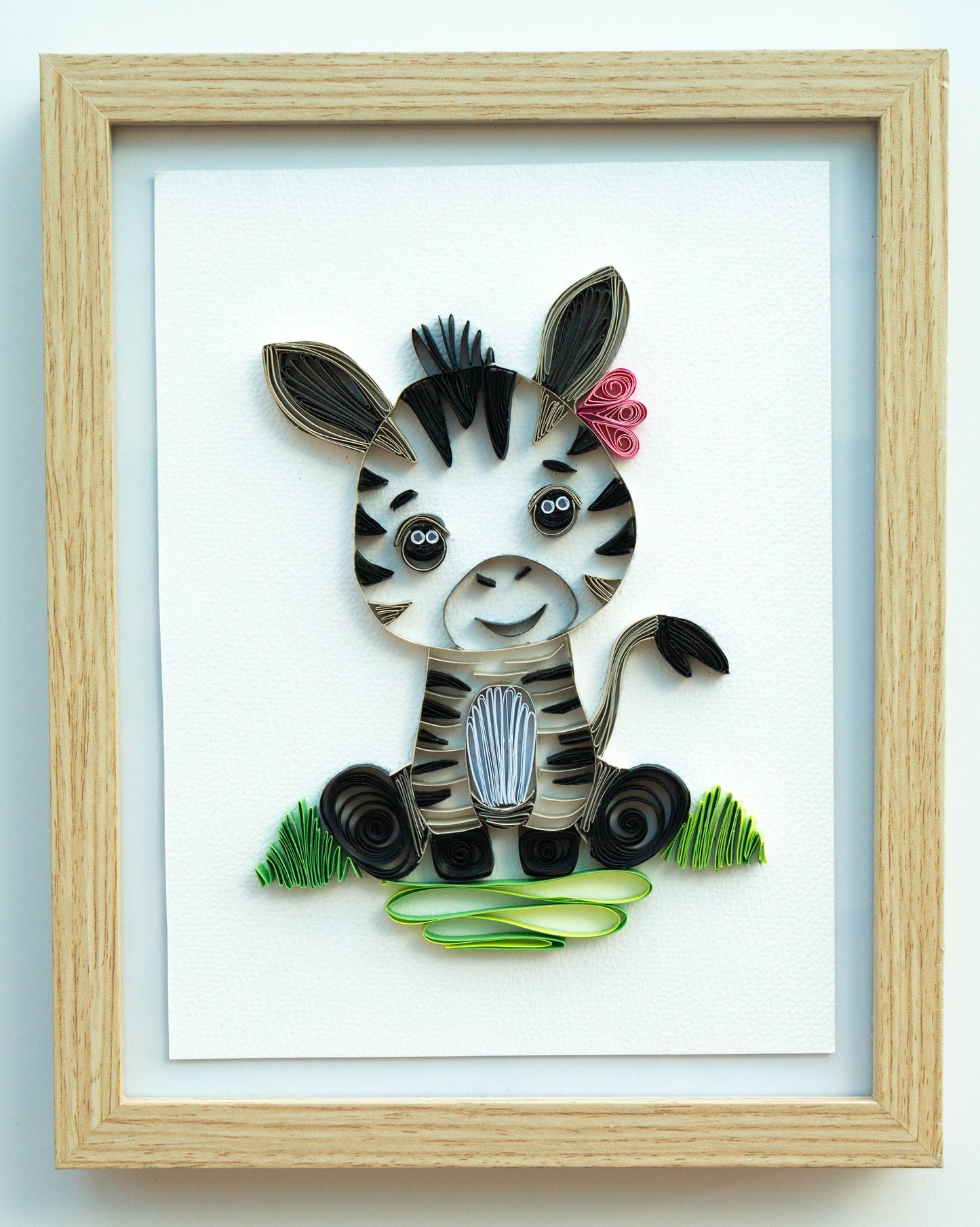 Small baby zebra from paper. Baby room present quilling artwork. ArtyMargarita.com Unique artworks from paper.