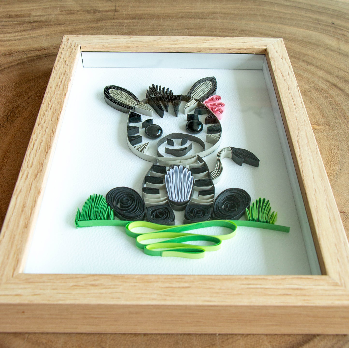 Small baby zebra from paper. Baby room present quilling artwork. ArtyMargarita.com Unique artworks from paper.