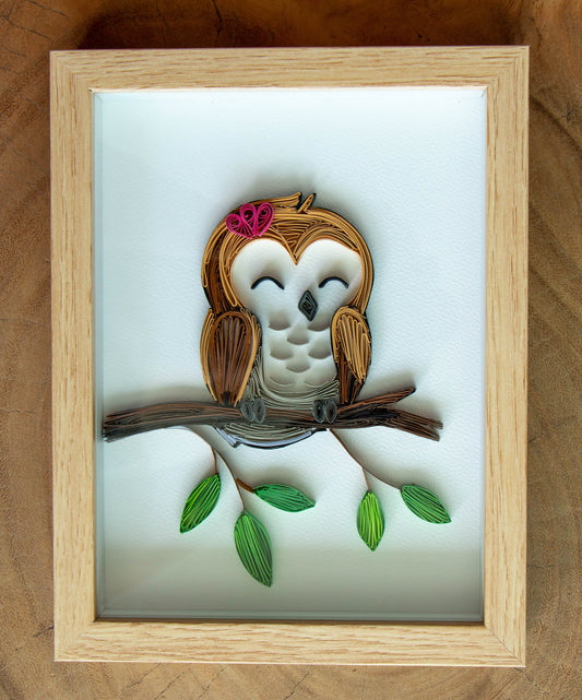 Small baby bird from paper. Baby room present quilling artwork. ArtyMargarita.com Unique artworks from paper.