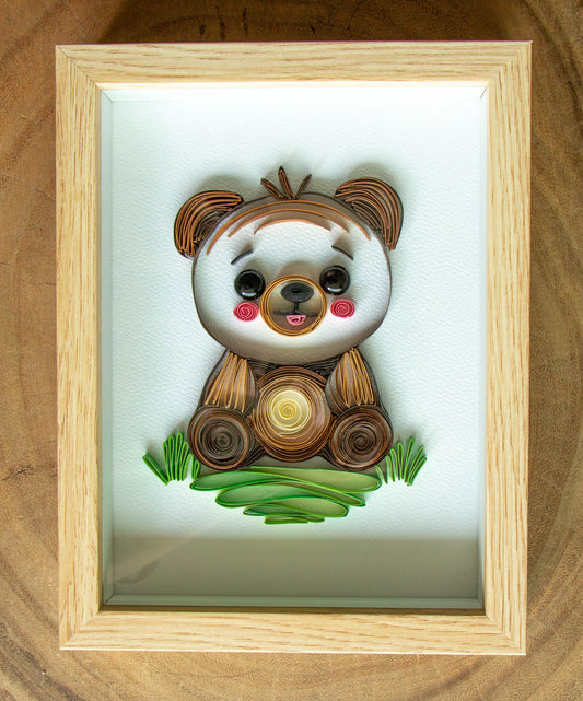 Small baby bear from paper. Baby room present quilling artwork. ArtyMargarita.com Unique artworks from paper.