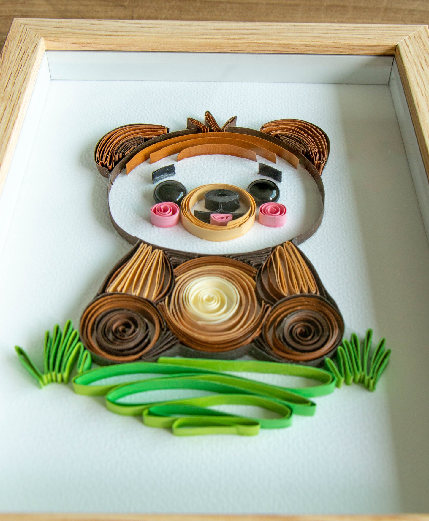 Small baby bear from paper. Baby room present quilling artwork. ArtyMargarita.com Unique artworks from paper.