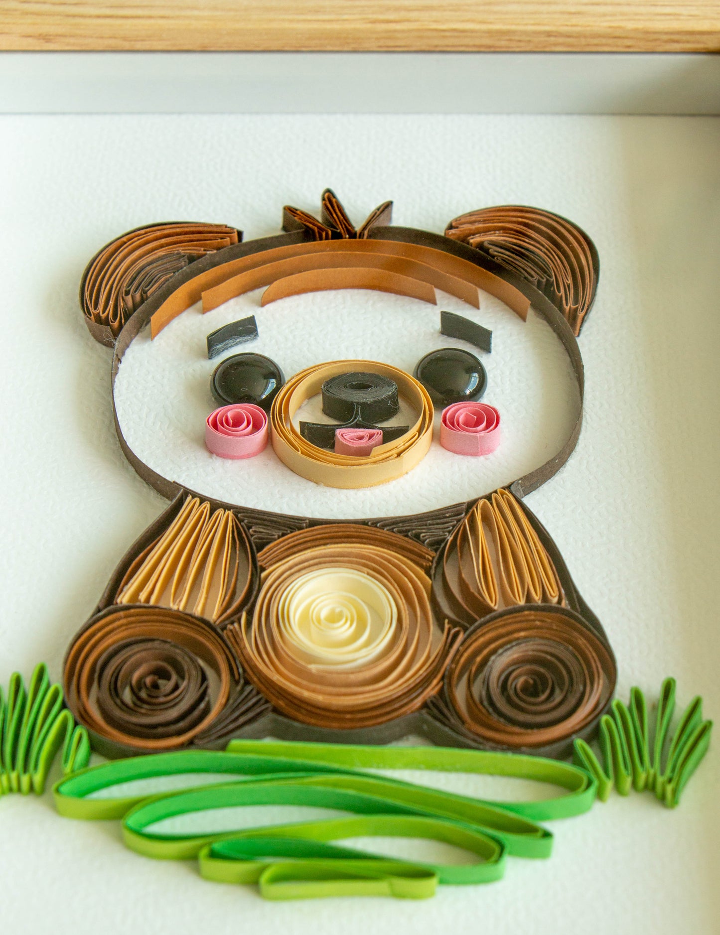 Small baby bear from paper. Baby room present quilling artwork. ArtyMargarita.com Unique artworks from paper.