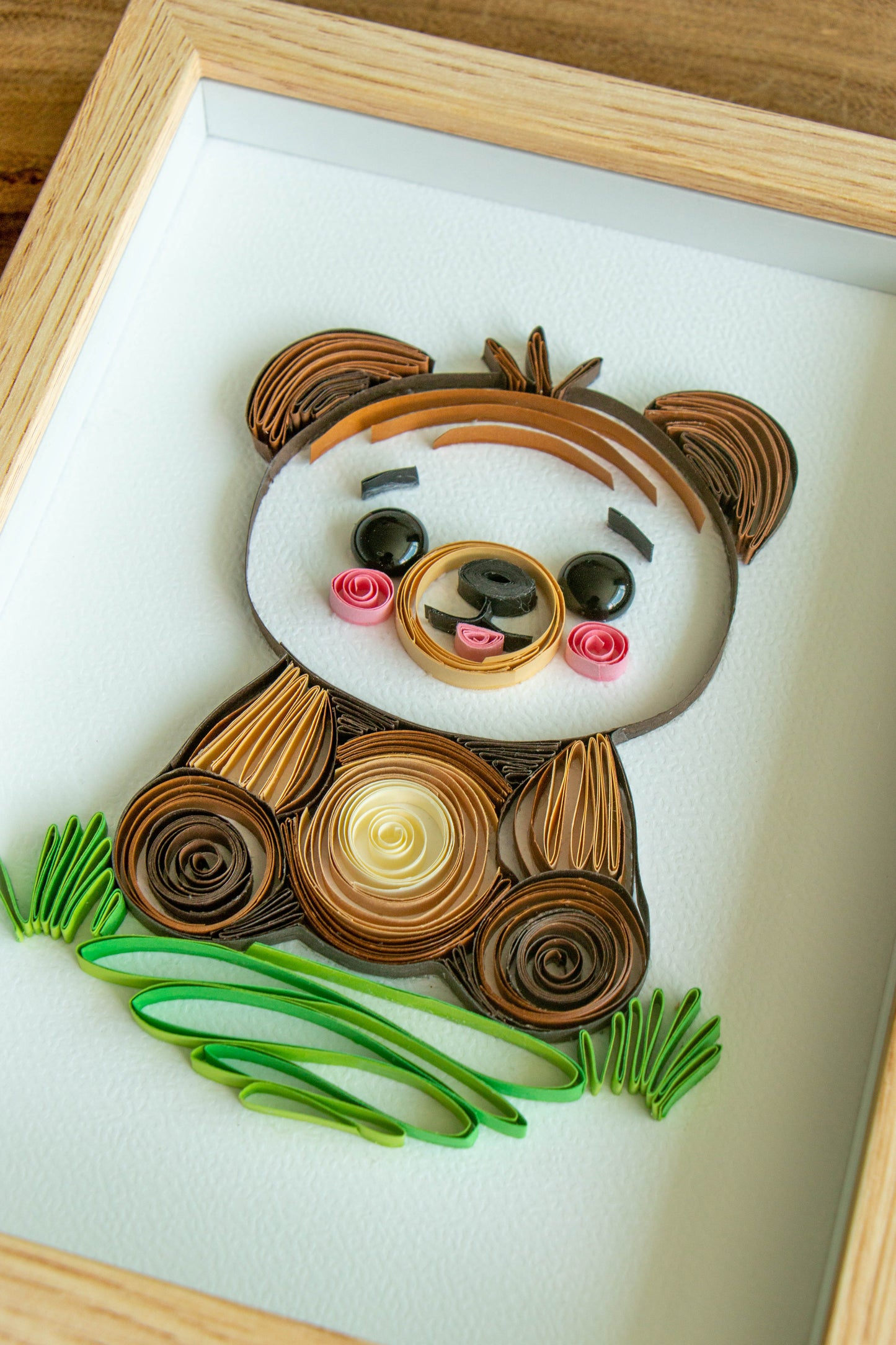 Small baby bear from paper. Baby room present quilling artwork. ArtyMargarita.com Unique artworks from paper.