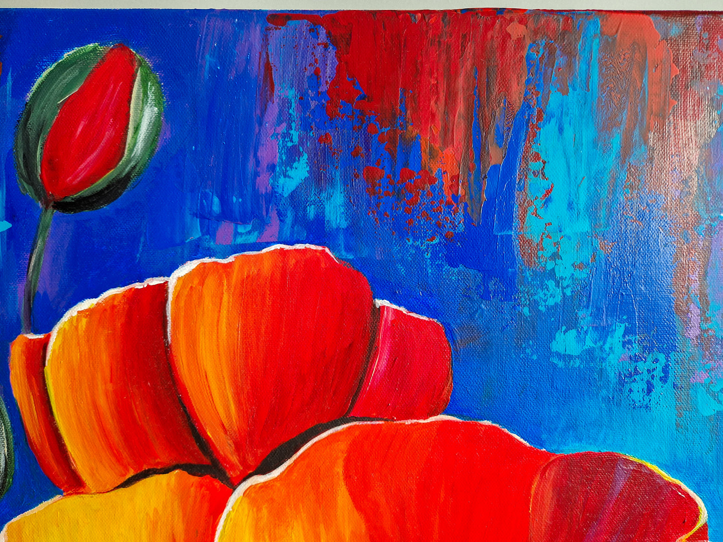 Bright Poppy Acrylic Painting Bright Painting ArtyMargarita