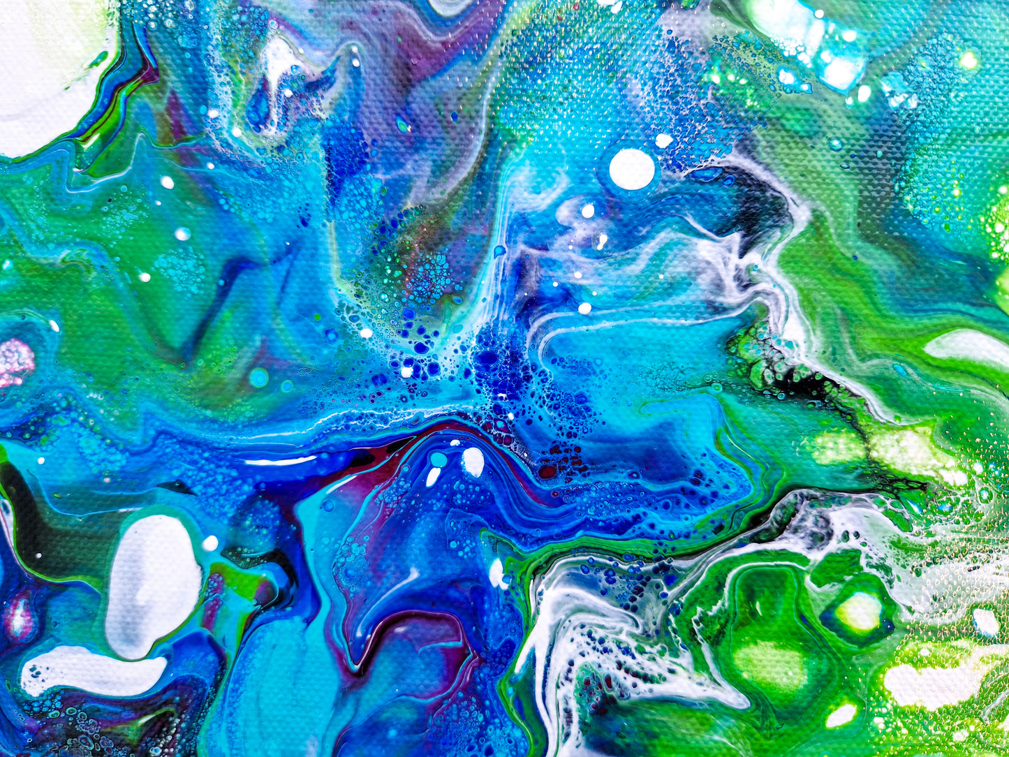 Acrylic Painting Abstract Green Blue Dutch Pouring ARTYMargarita.com