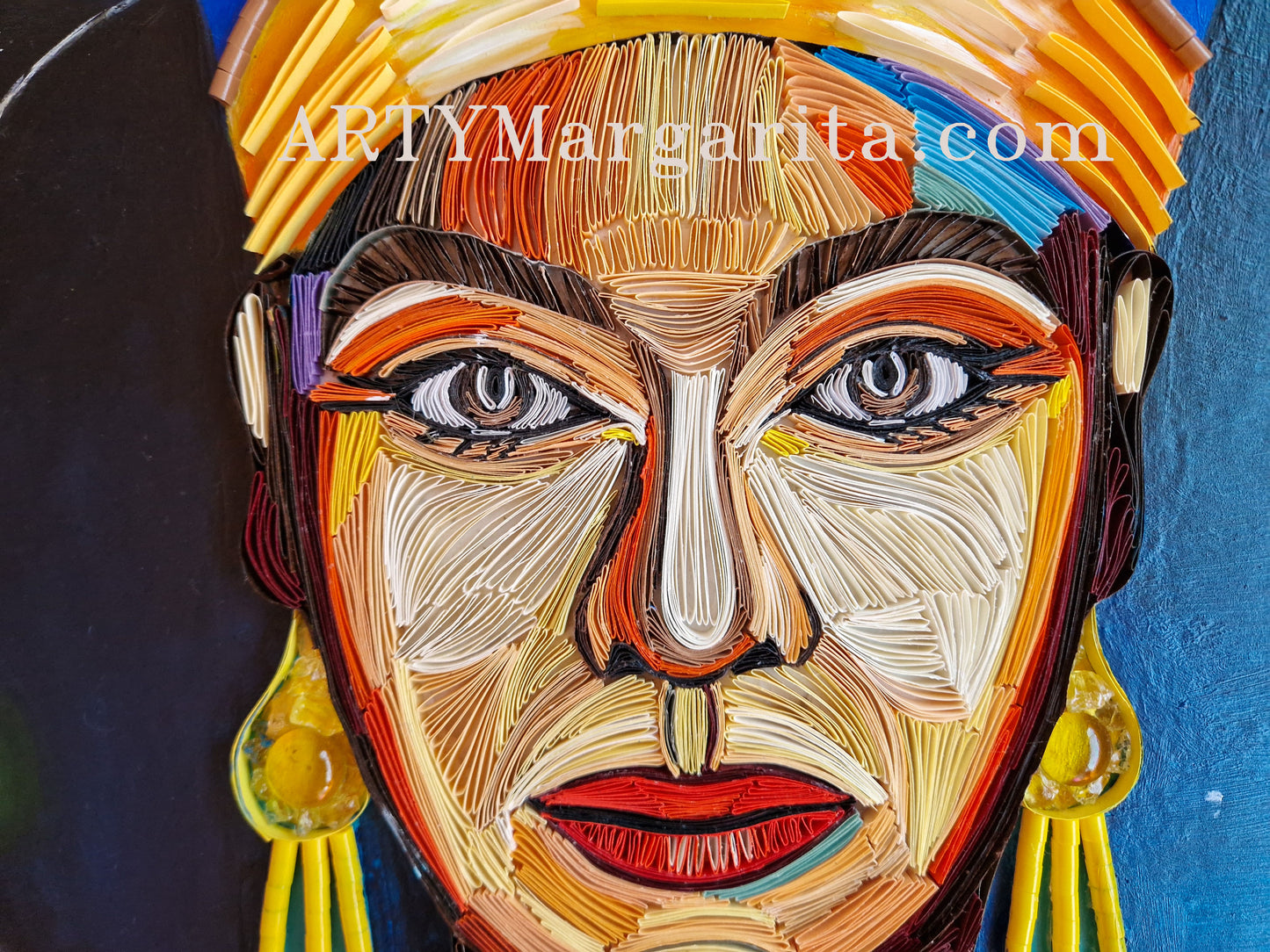 Egyptian Woman Artwork Nefertiti Paper Art Painted with Acrylics by ARTYMargarita