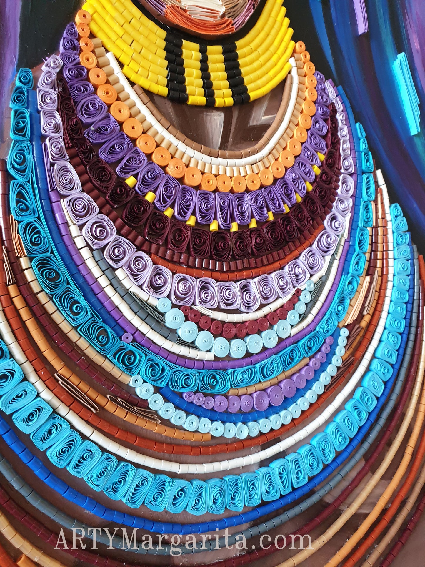 Afrikan woman Paper artwork with jewellery Quilling