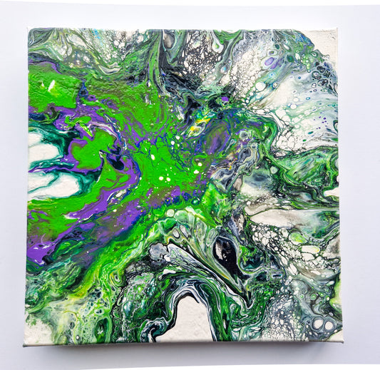 Acrylic Painting Abstract Green Purple Dutch Pouring ARTYMargarita.com