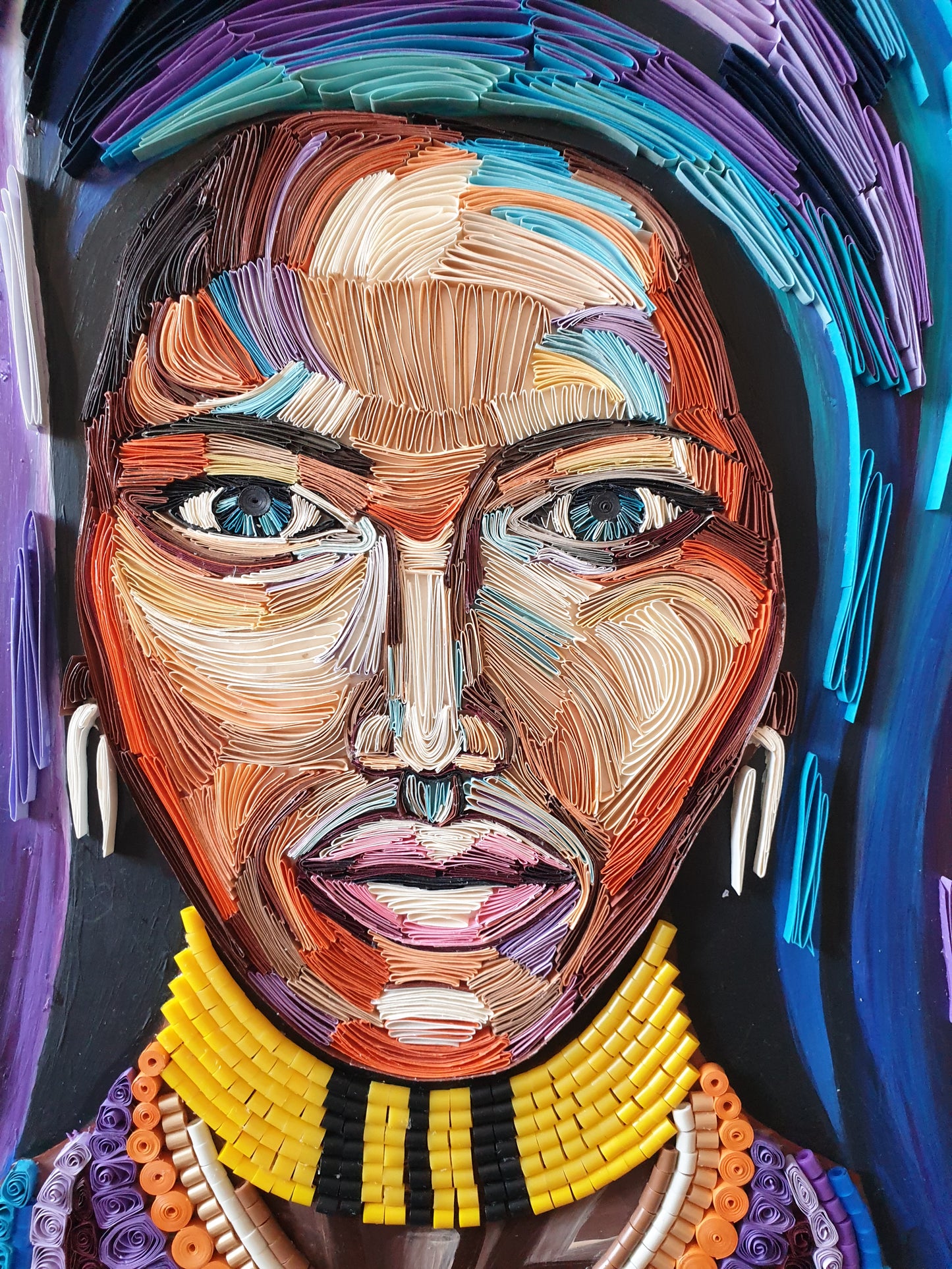 Afrikan woman Paper artwork with jewellery Quilling