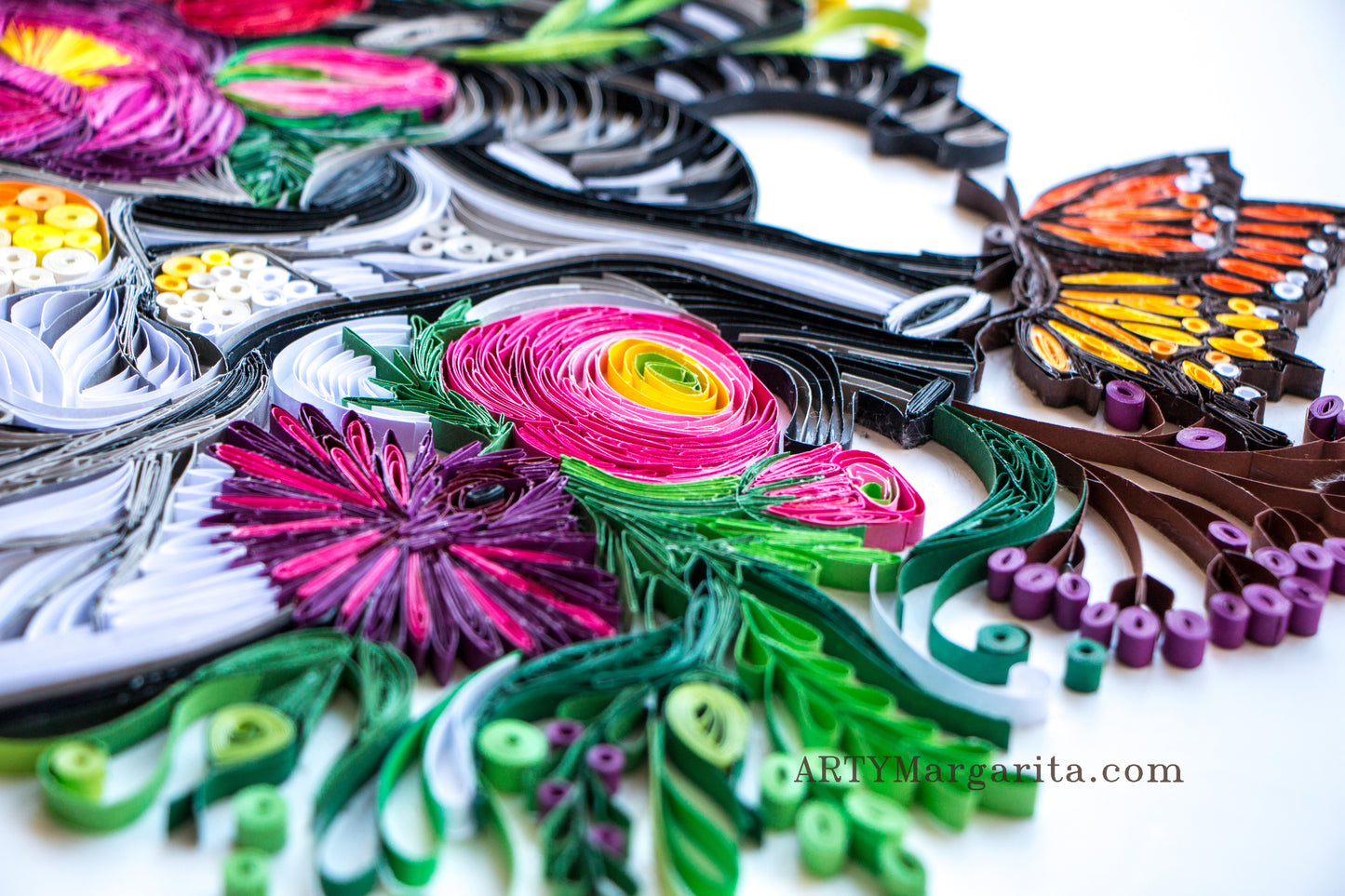 Paper Art Quilling Heart with Flowers Made from Paper ArtyMargarita