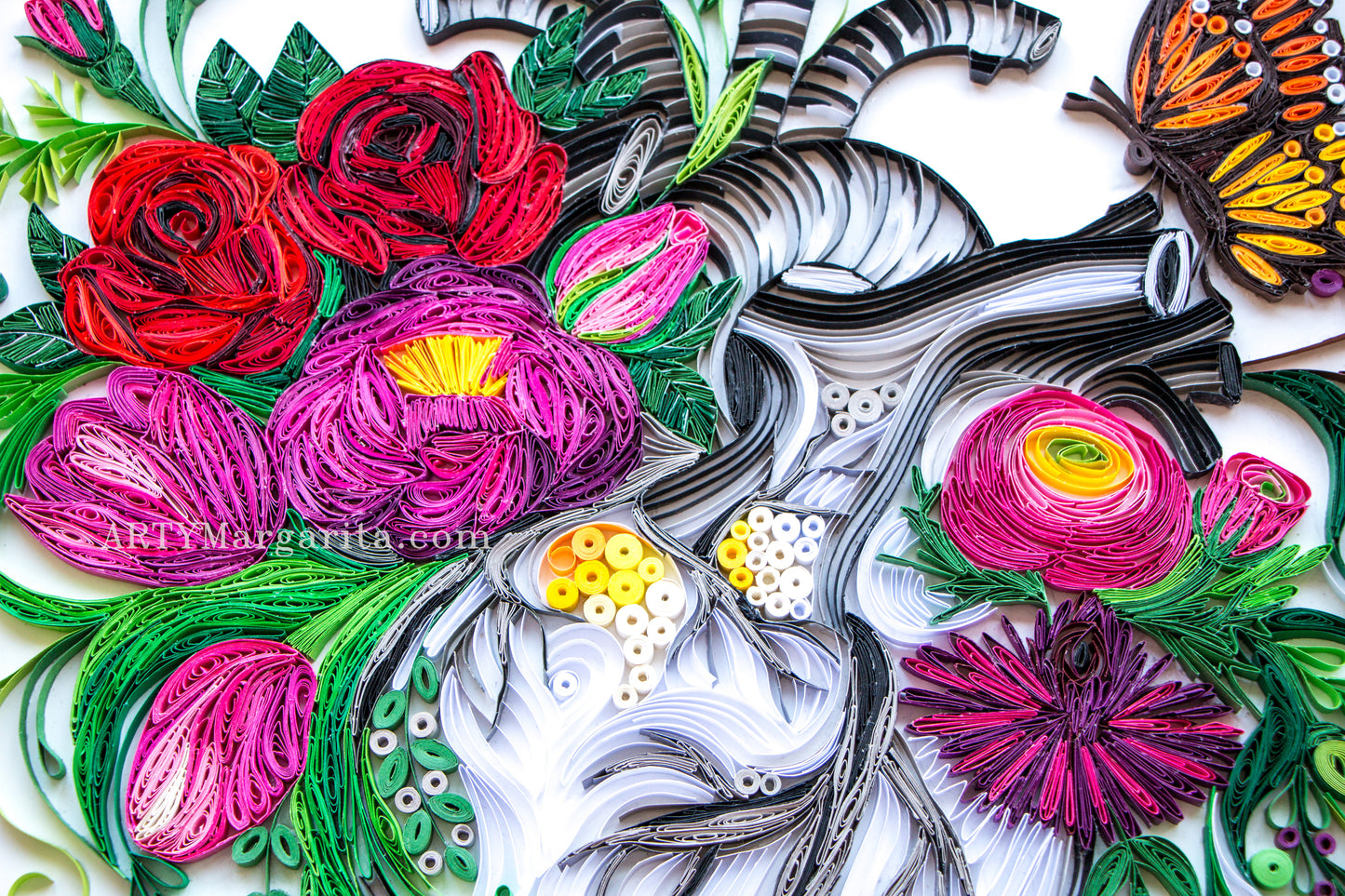 Paper Art Quilling Heart with Flowers Made from Paper ArtyMargarita