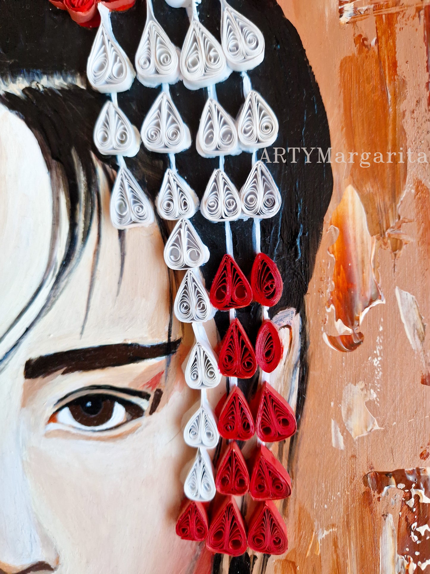 Japaneese girl artwork with fan Paper Art Abstract Artwork Quilling Art ArtyMargarita