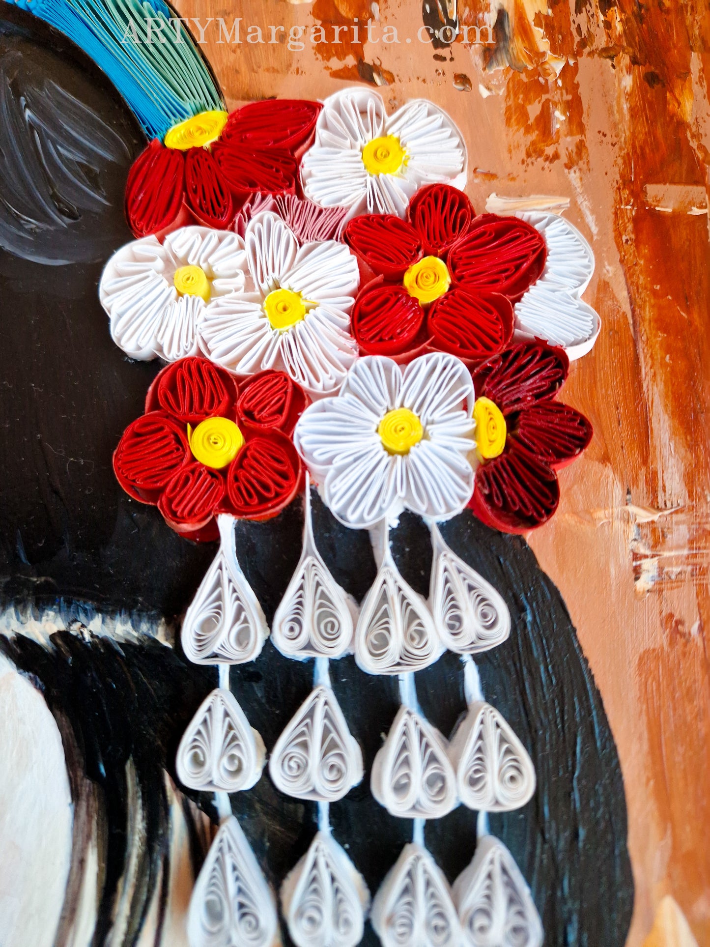 Japaneese girl artwork with fan Paper Art Abstract Artwork Quilling Art ArtyMargarita